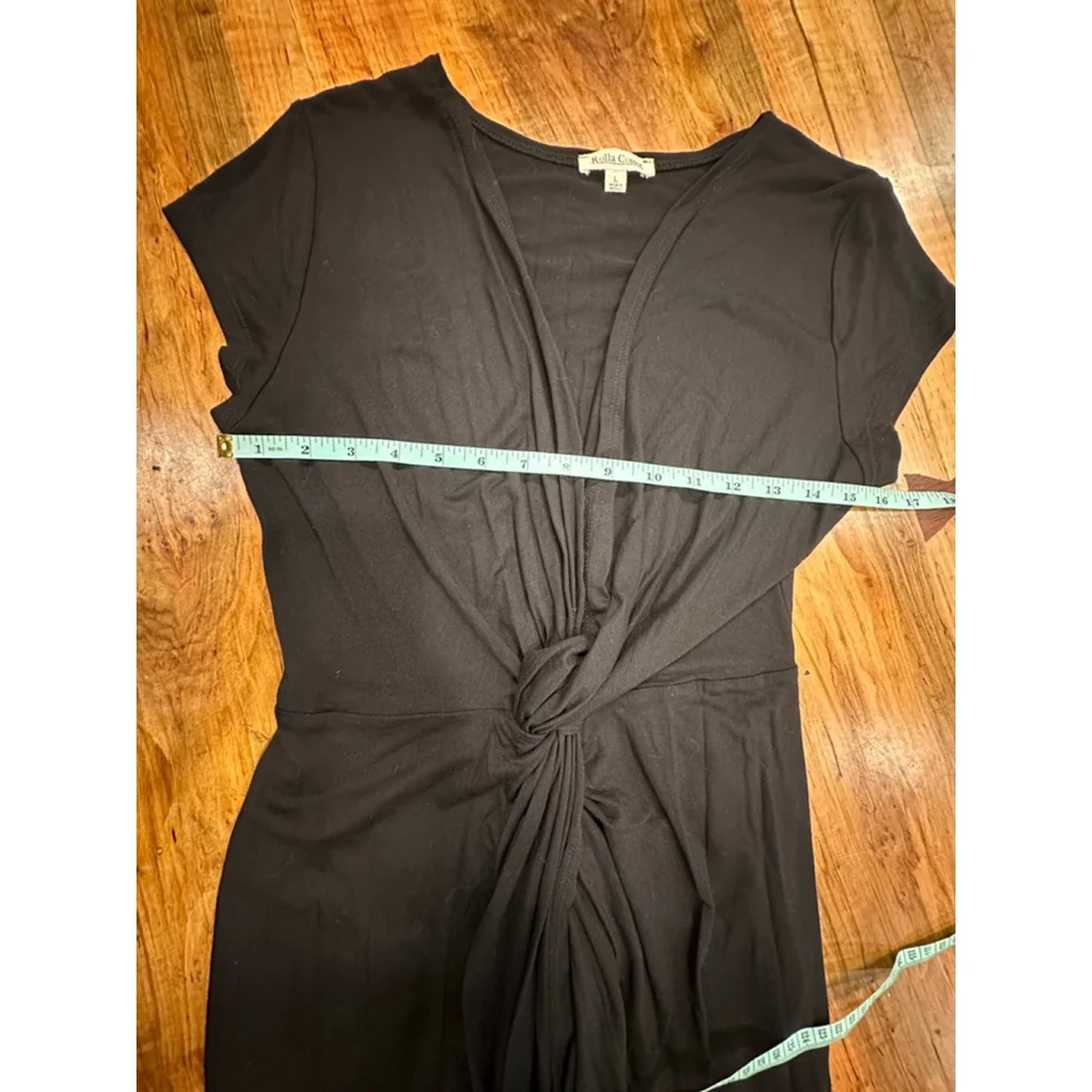 Rolla Coster Black Twist Front V Neck Jersey Maxi Dress Large - Picture 7 of 8